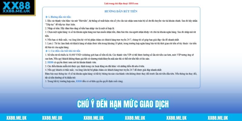 Chú ý đến hạn mức giao dịch